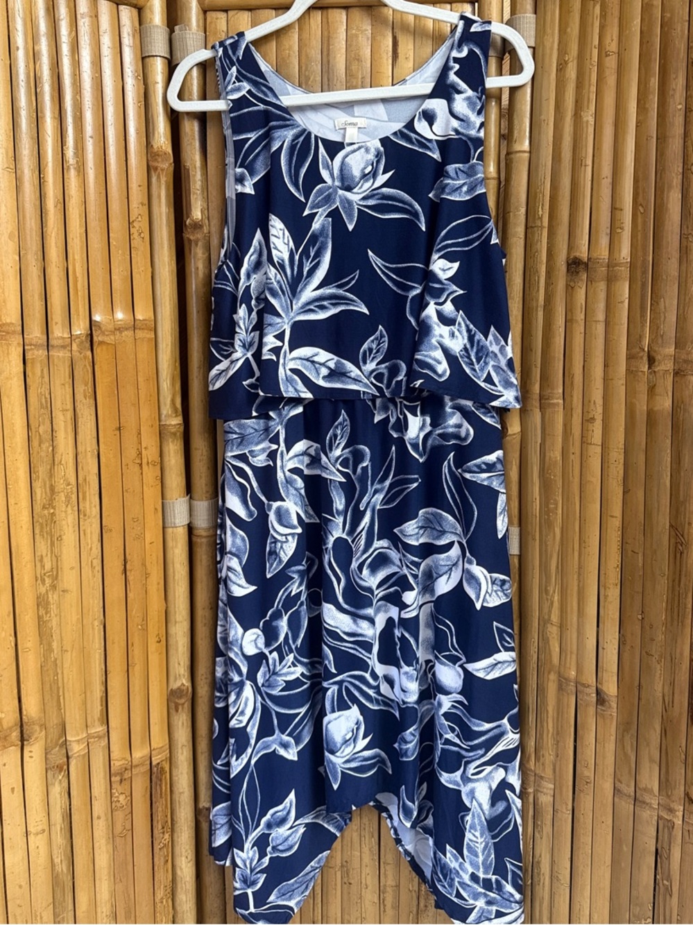 Soma Blue and White Floral Sleeveless Dress Size L